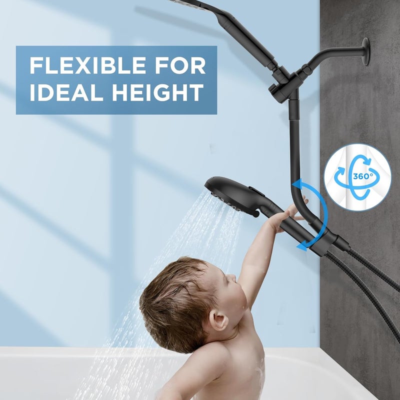 MakeFit Dual Filtered Rain Shower Head Combo, High Pressure Handheld Shower Head with Adjustable Bar - Rainfall Shower Head And Showerhead with Filter for Hard Water - Removes Chlorine - Image 3